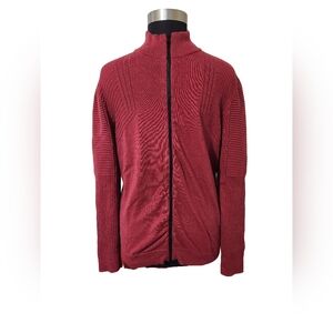 INC International Concepts Burgundy Long Sleeve Full Zip Sweater Men's XL